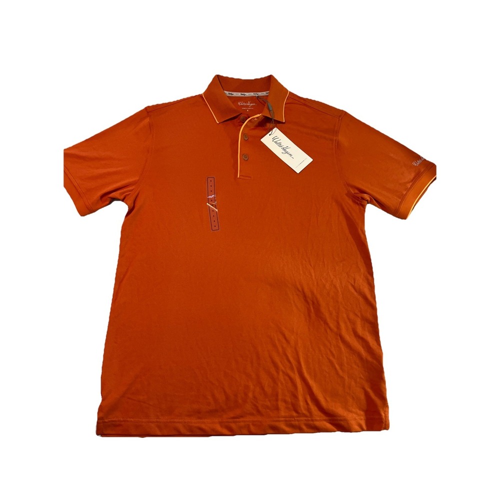 Walter Hagen Mens Essentials Golf Polo Shirt Orange Short Sleeve Stretch Small